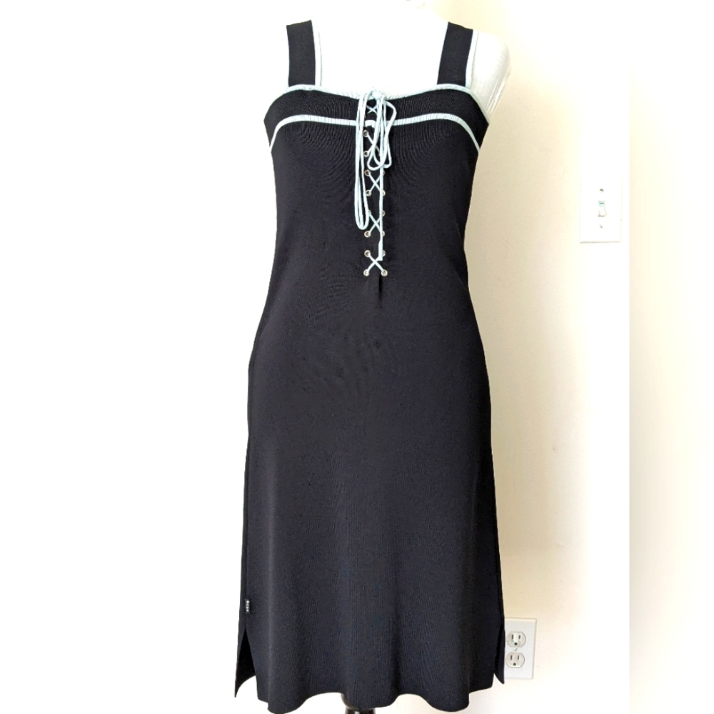 🍁BCBGMaxAzria Black midi dress.